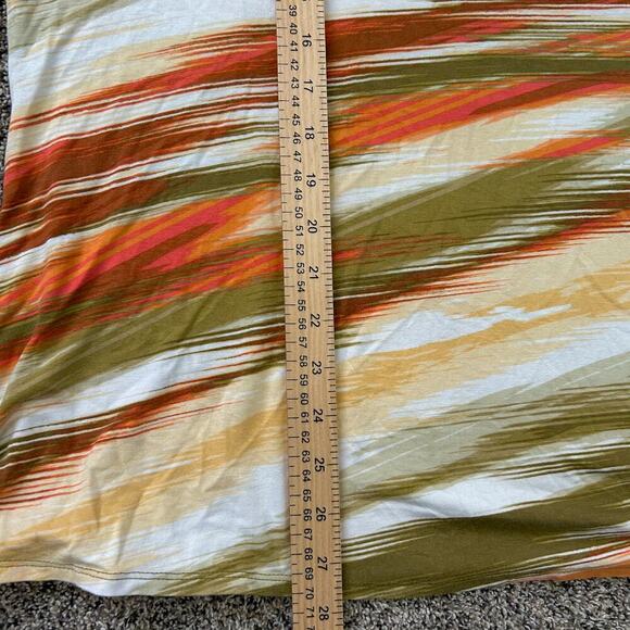 Beaded Casual Stripes Gathered Side Multicolor Pink Orange White Top Size Large - Picture 6 of 6